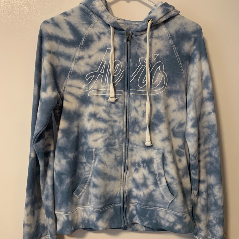 Aeropostale Blue Tie Dye Zip Up Hoodie